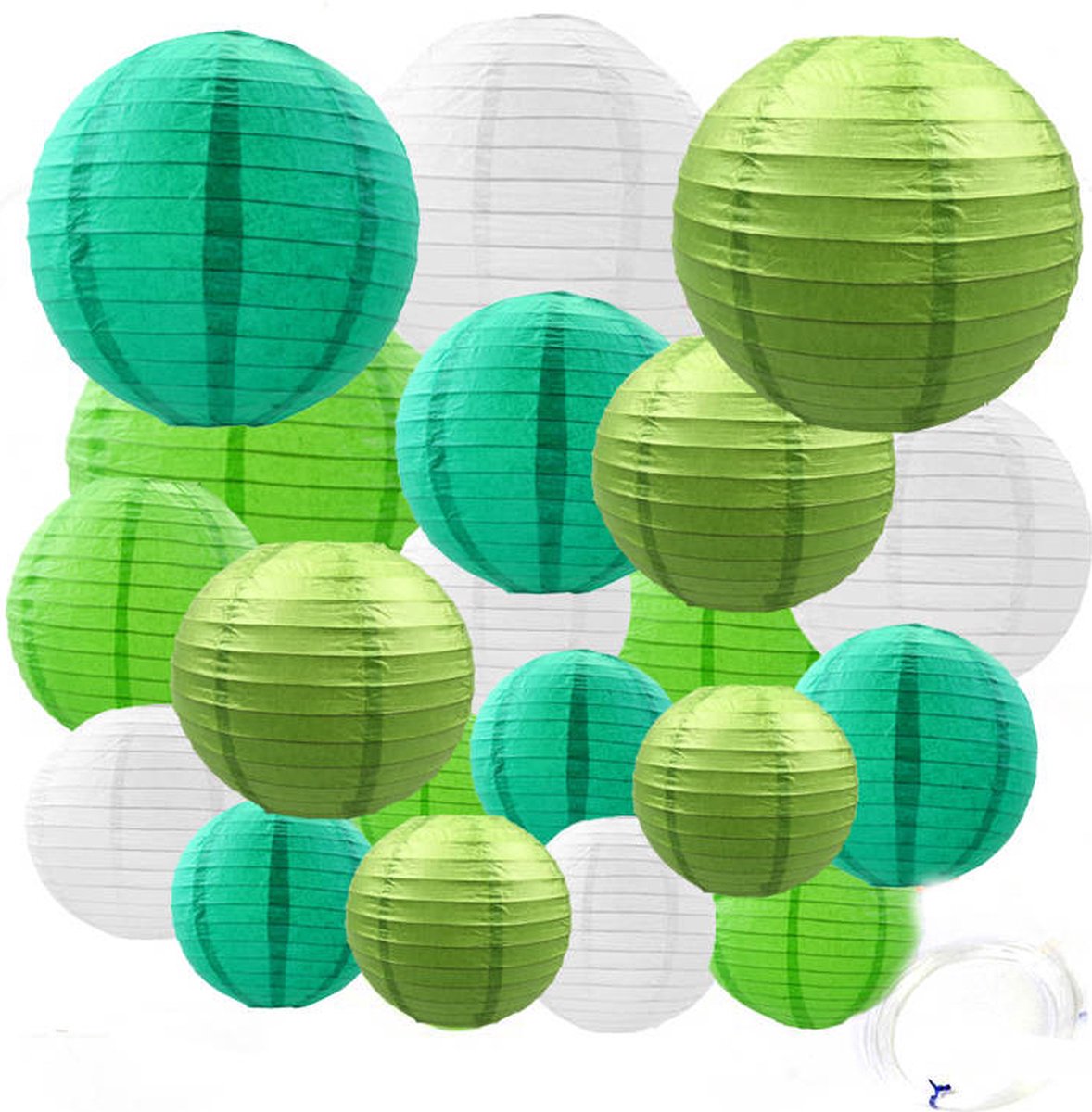 Joya Party® 20 Stuks Lampionnen Feest Versiering Set Groen | Decoratie | Verjaardag, Jubileum & Bruiloft